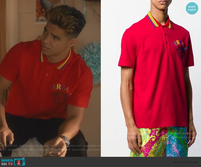 WornOnTV: Vivek's red Versace polo on Grown-ish | Jordan ...