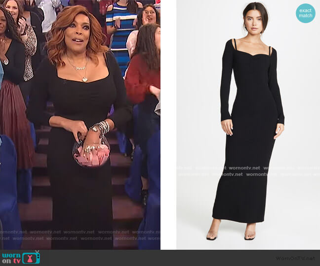 WornOnTV: Wendy’s black ribbed maxi dress on The Wendy Williams Show ...