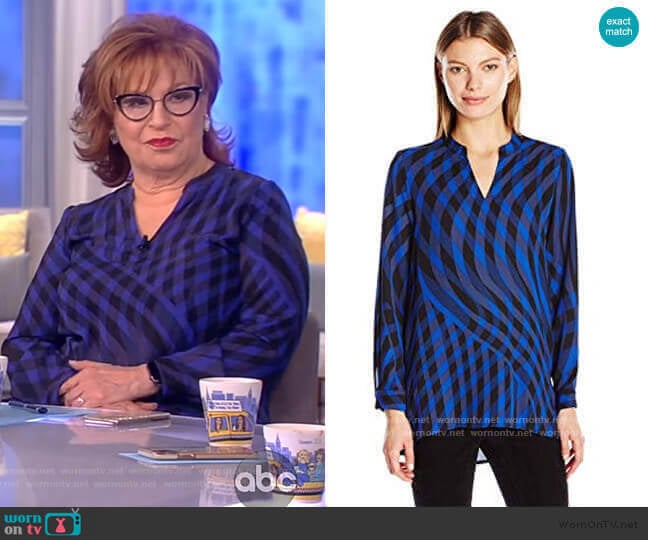 Sleeve Swept Check Blouse by Vince Camuto worn by Joy Behar on The View