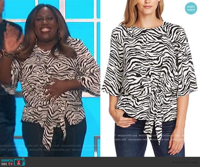 Tie-Front Keyhole Top by Vince Camuto worn by Sheryl Underwood on The Talk