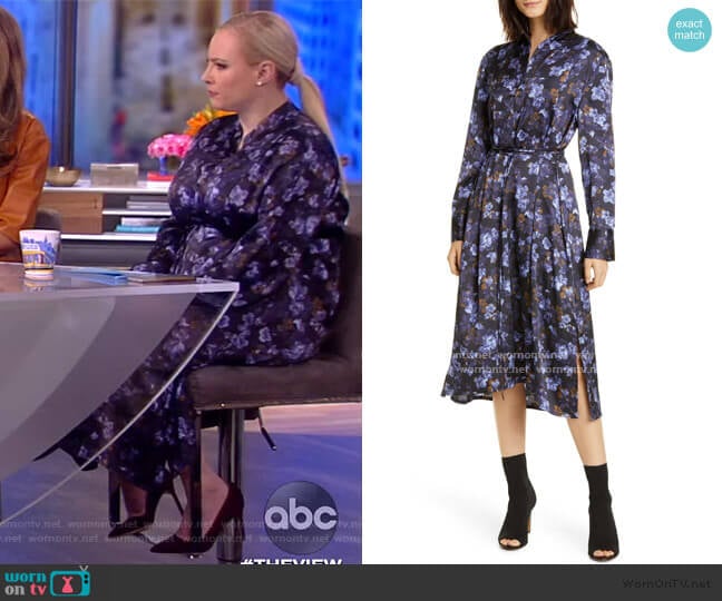 Plumeria Blooms Hammered Satin Dress by Vince worn by Meghan McCain on The View