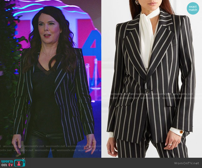 WornOnTV: Joan’s black mesh inset top and striped blazer on Zoeys ...