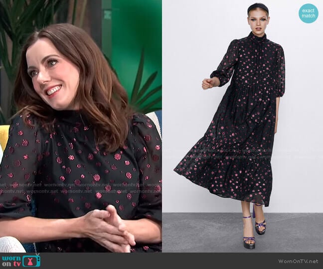 Voluminous Midi Dress by Zara worn by Melanie Bromley on E! News