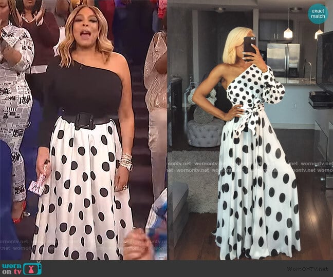 Polka dot skirt set by Oyemwen worn by Wendy Williams on The Wendy Williams Show