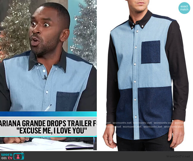 Olavi Blocked Sport Shirt by Wesc worn by Justin Sylvester on E! News