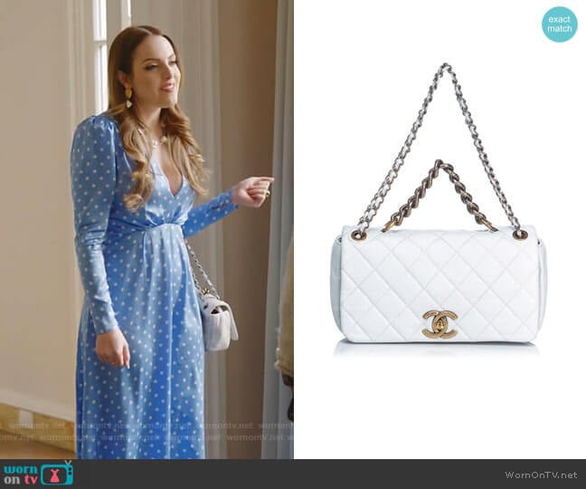 Quilted Leather Pondicherry Medium Flap Bag by Chanel worn by Fallon Carrington (Elizabeth Gillies) on Dynasty