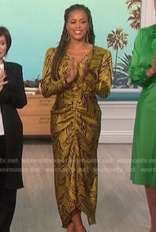 Eve’s yellow tiger stripe dress on The Talk