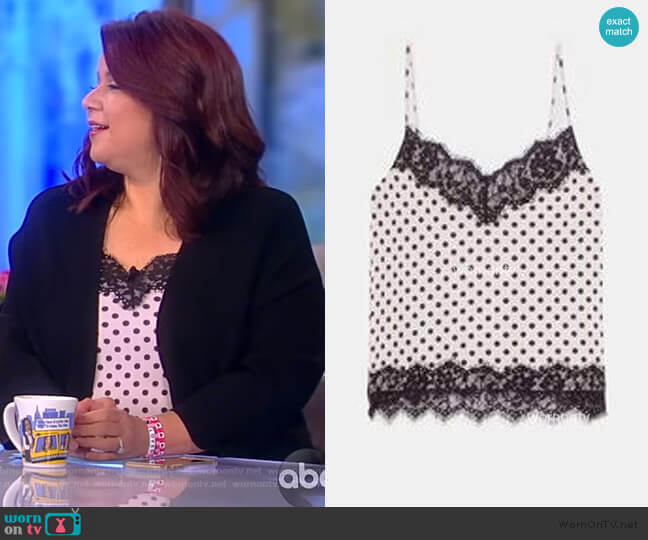 Lace Trim Polka Dot Camisole by Zara worn by Joy Behar on The View