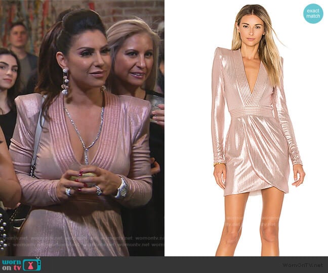 Eye Of Horus Metallic Mini Dress by Zhivago worn by Jennifer Aydin on The Real Housewives of New Jersey