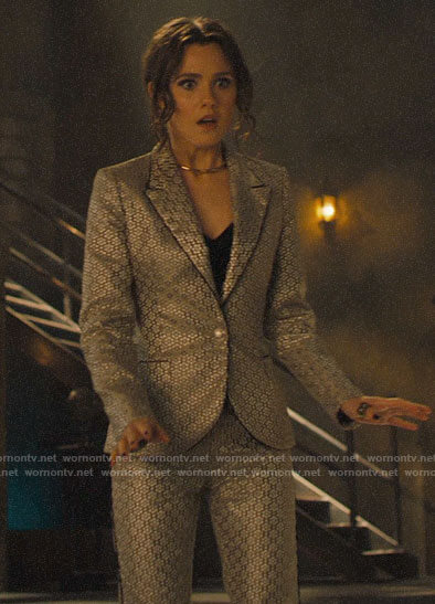 Abigael's floral jacquard suit on Charmed