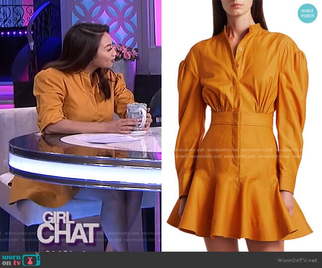 Lewis Puff-Sleeve A-Line Shirtdress by Acler worn by Jeannie Mai on The Real