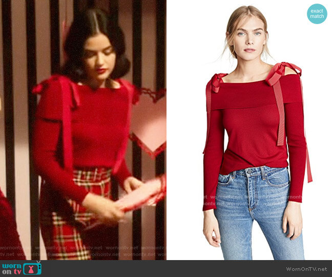 Adeam Off Shoulder Sweater worn by Katy Keene (Lucy Hale) on Katy Keene