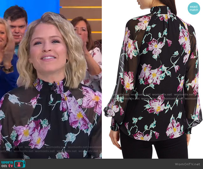 Venetia Floral Silk Blouse by A.L.C. worn by Sara Haines on Good Morning America