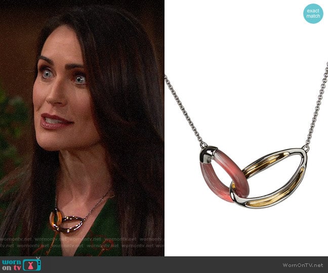 Alexis Bittar Two-Tone Double Link Necklace worn by Quinn Fuller (Rena Sofer) on The Bold and the Beautiful