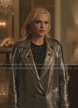 Alexis's metallic tweed coat on Dynasty