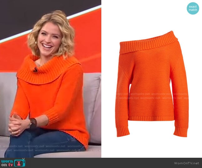 Bonnie Off-Shoulder Pullover by Alice + Olivia worn by Sara Haines on Good Morning America