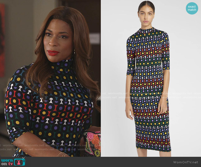 WornOnTV: Poppy’s geometric print dress on Single Parents | Kimrie ...