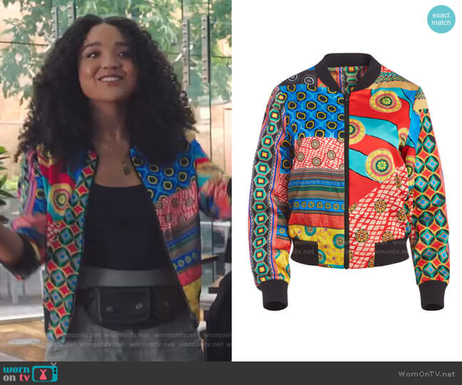 Lonnie Bomber Jacket by Alice + Olivia worn by Kat Edison (Aisha Dee) on The Bold Type