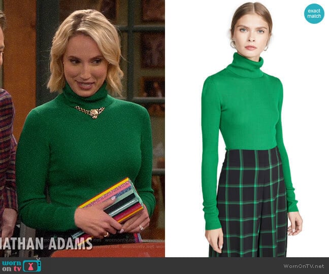 WornOnTV: Mandy’s green turtleneck and multi-colored check skirt on ...