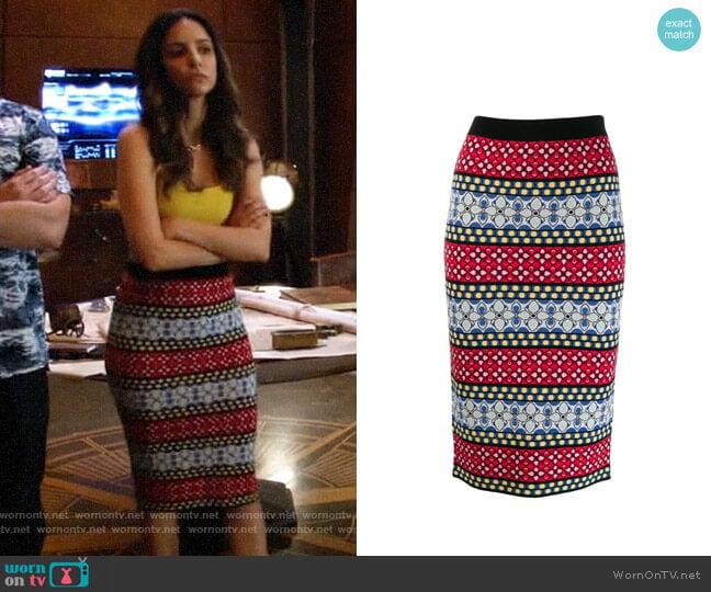 Alice + Olivia Floral Knitted Midi Skirt worn by Zari Tomaz (Tala Ashe) on Legends of Tomorrow