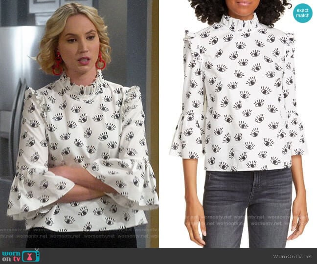 Alice + Olivia Henrietta Top worn by Mandy Baxter (Molly McCook) on Last Man Standing