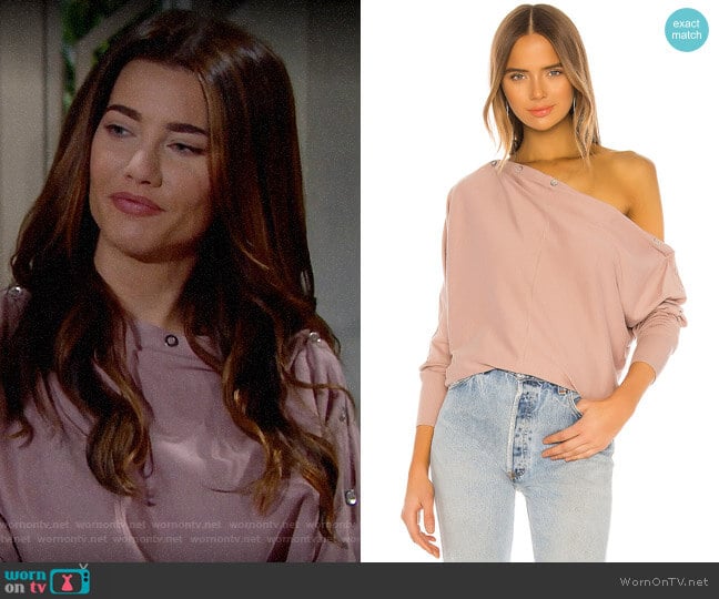 All Saints Elle Eyelet Cotton Sweater worn by Steffy Forrester (Jacqueline MacInnes Wood) on The Bold and the Beautiful