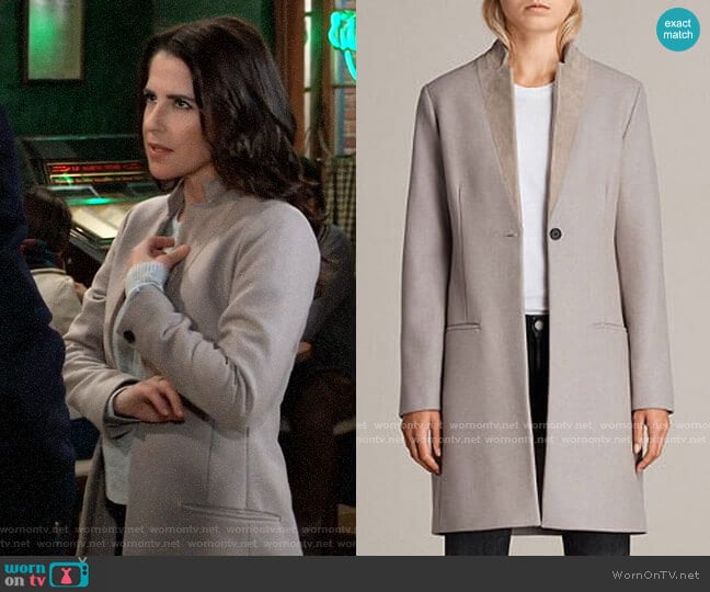 All  Saints Leni Coat worn by Sam McCall (Kelly Monaco) on General Hospital