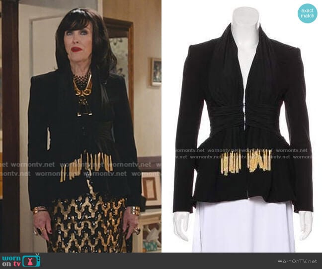  Fringe-Accented Evening Jacket by Altuzarra worn by Moira Rose (Catherine O'Hara) on Schitts Creek