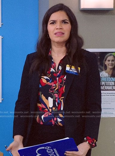 Amy’s abstract floral blouse on Superstore