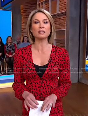 WornOnTV: Amy’s red leopard print v-neck dress on Good Morning America ...