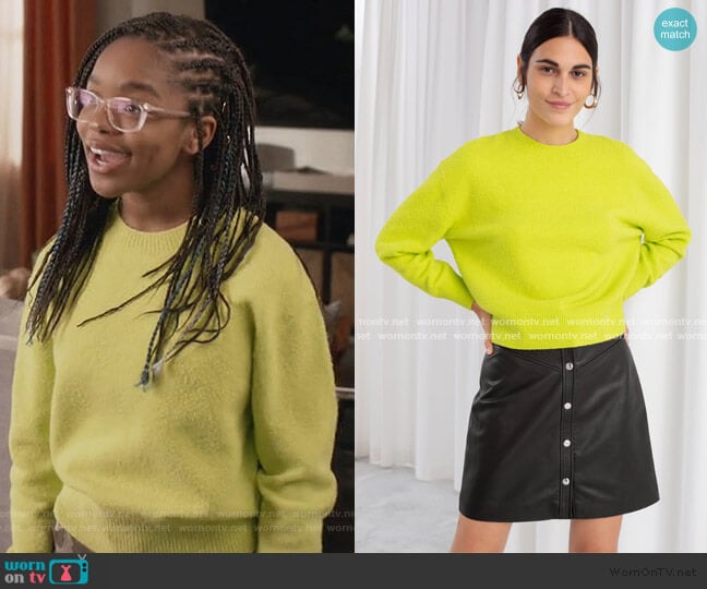 Textured Knit Relaxed Sweater by & Other Stories worn by Diane Johnson (Marsai Martin) on Black-ish