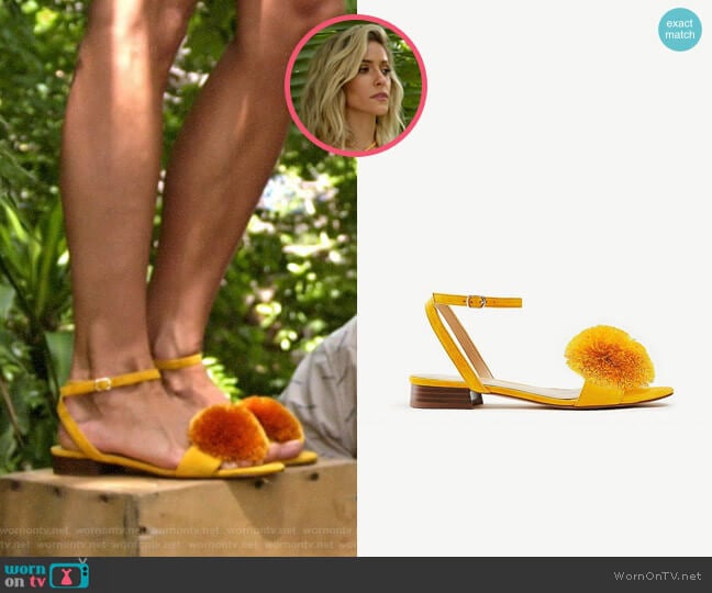 Ann Taylor Rosalie Pom Pom Flat Suede Sandals worn by Kristin Cavallari on Very Cavallari