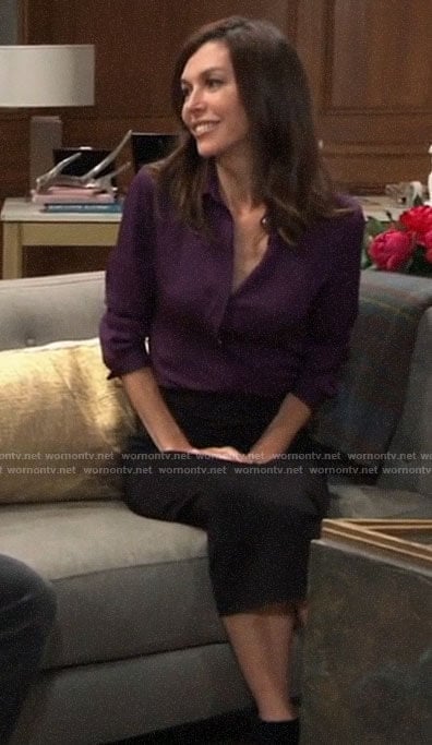 Anna’s purple button down blouse on General Hospital