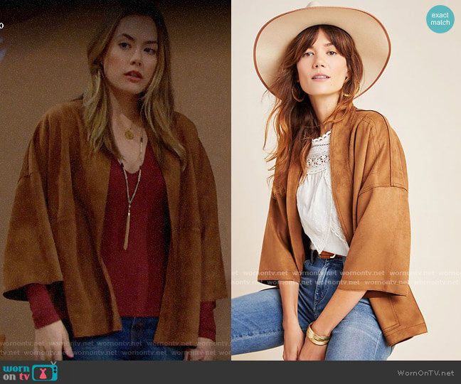 Anthropologie Scarlett Sueded Kimono worn by Hope Logan (Annika Noelle) on The Bold and the Beautiful