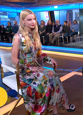 Anya Taylor-Joy's floral split-sleeve dress on Good Morning America