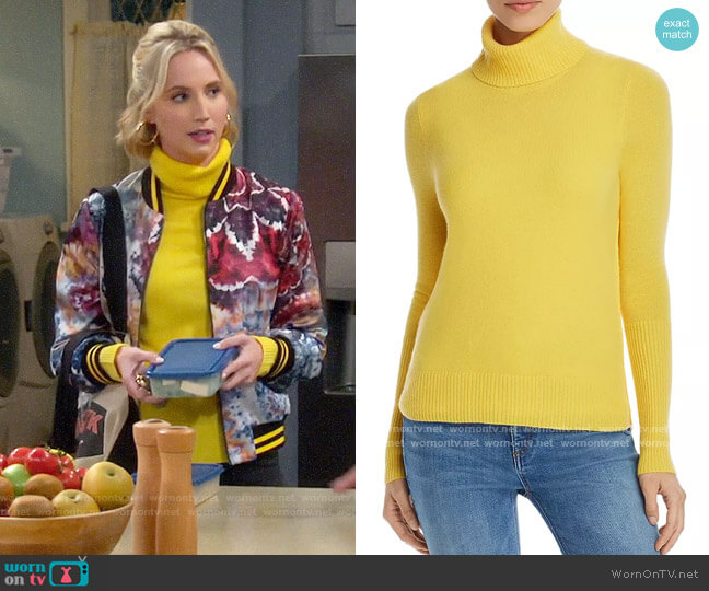 WornOnTV: Mandy’s yellow turtleneck and printed bomber jacket on Last ...