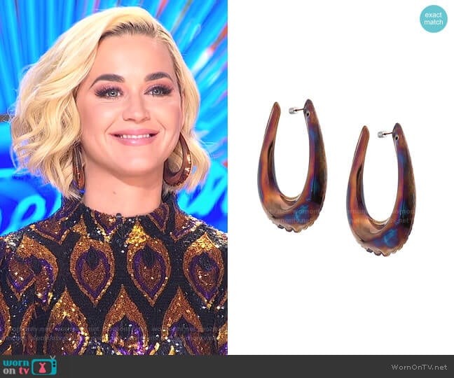 Puffed-Effect Hoop Earrings by Area worn by Katy Perry on American Idol