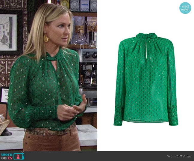 ba&sh Cabri Blouse worn by Sharon Newman (Sharon Case) on The Young and the Restless