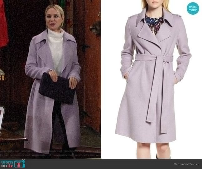 Badgley Mischka Chloe Coat worn by Sharon Newman (Sharon Case) on The Young and the Restless