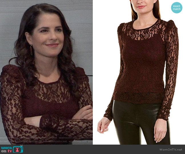 Bailey 44 Jenna Top in Currant worn by Sam McCall (Kelly Monaco) on General Hospital