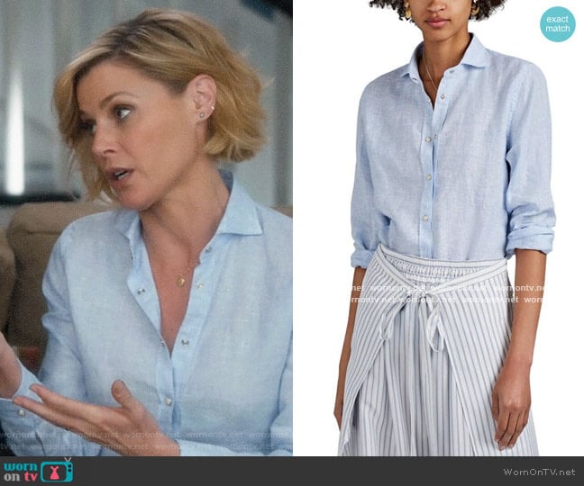 Barneys New York Slub Linen Western Shirt worn by Claire Dunphy (Julie Bowen) on Modern Family