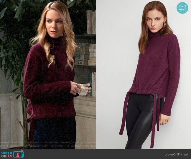 Bcbgmaxazria Ribbed Side-Tie Sweater worn by Nelle Benson (Chloe Lanier) on General Hospital