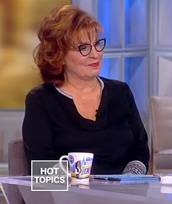 Joy's black lace trim blouse on The View