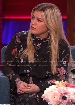 Kelly's black floral and star ruffle dress on The Kelly Clarkson Show