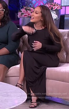 Adrienne’s black ruched slit dress on The Real