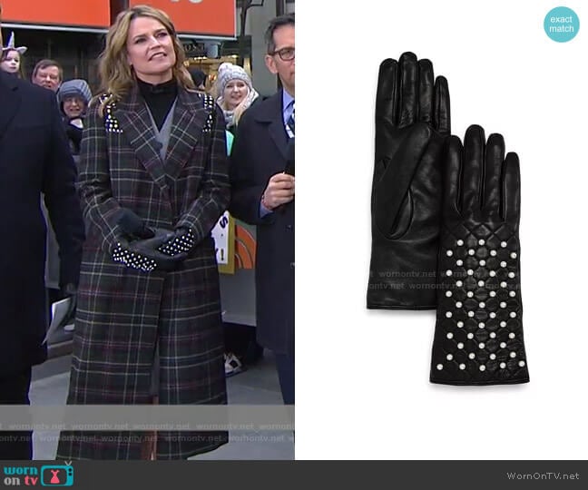 Beaded Leather Gloves by Bloomingdale's worn by Savannah Guthrie on Today