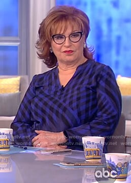 Joy’s blue swirl checked blouse on The View