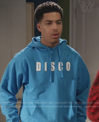 Junior's blue disco hoodie on Black-ish