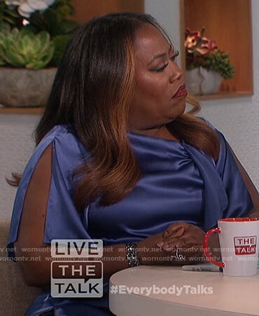 Sheryl’s blue satin top on The Talk