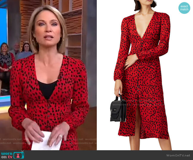 WornOnTV: Amy’s red leopard print v-neck dress on Good Morning America ...